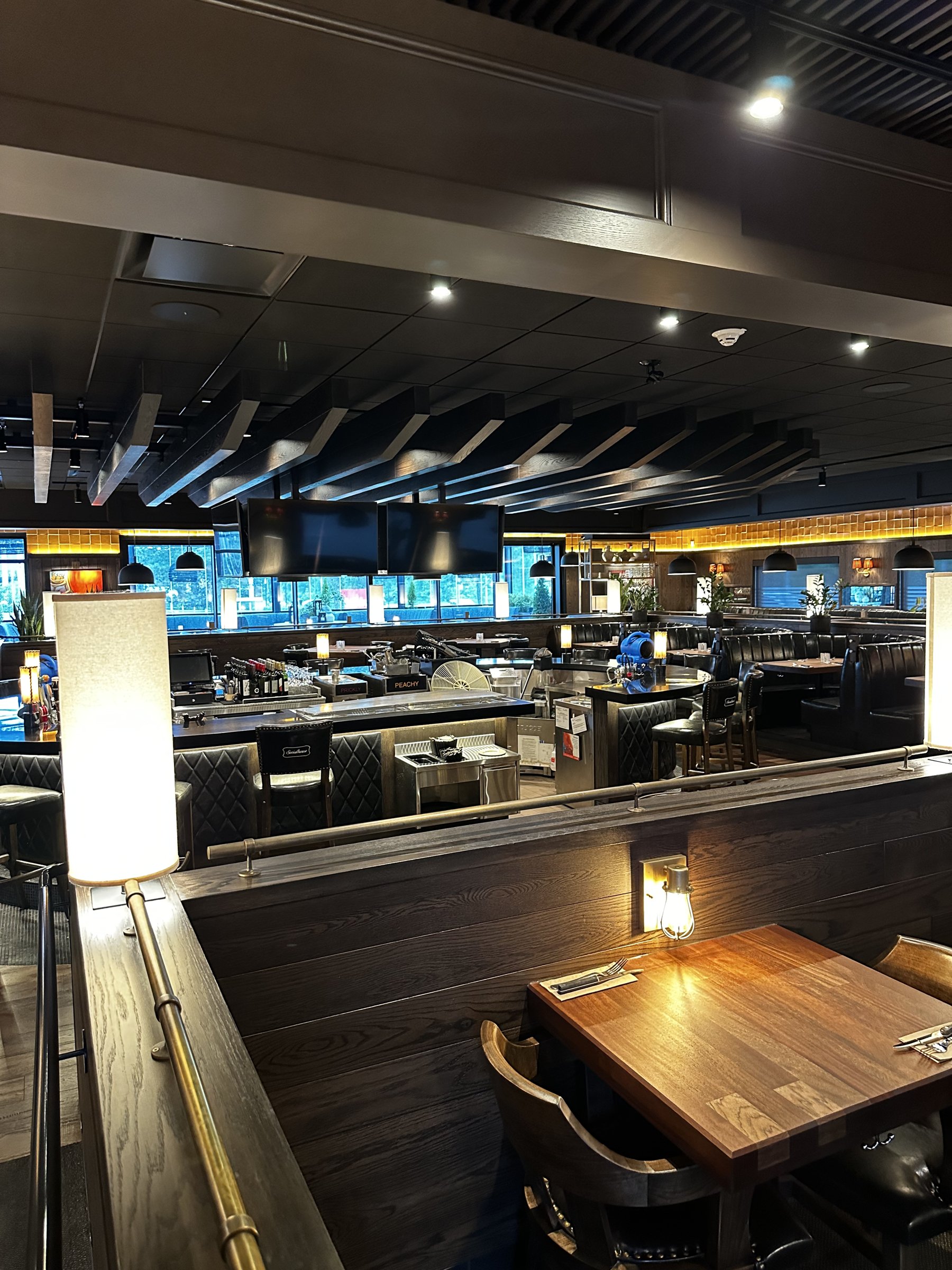 Wide interior view of the fully integrated restaurant environment