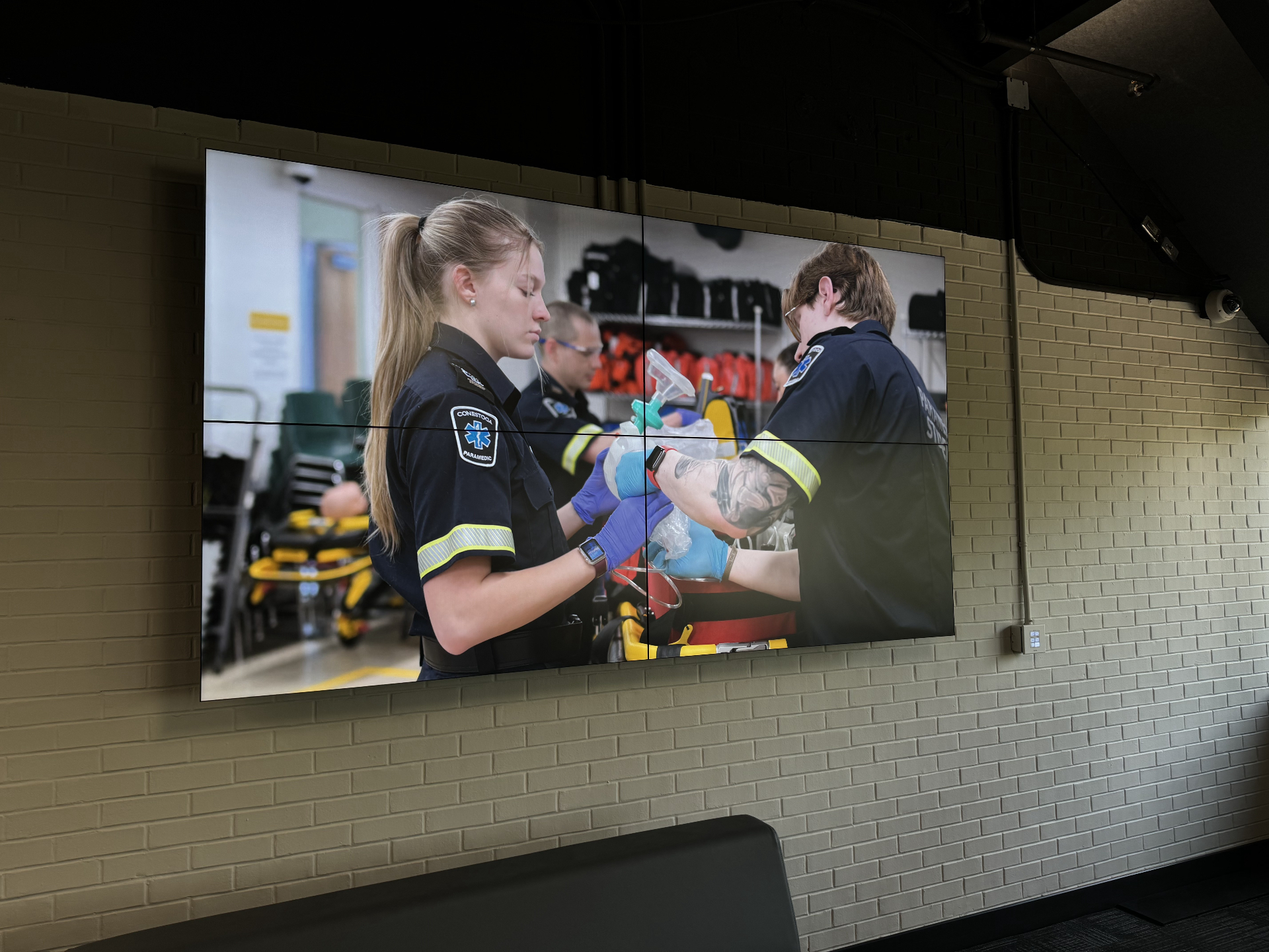 Video wall showing student programming content