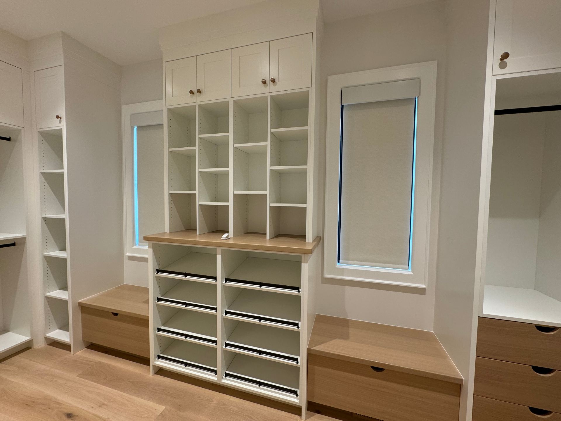 Lutron shades in walk-in closet