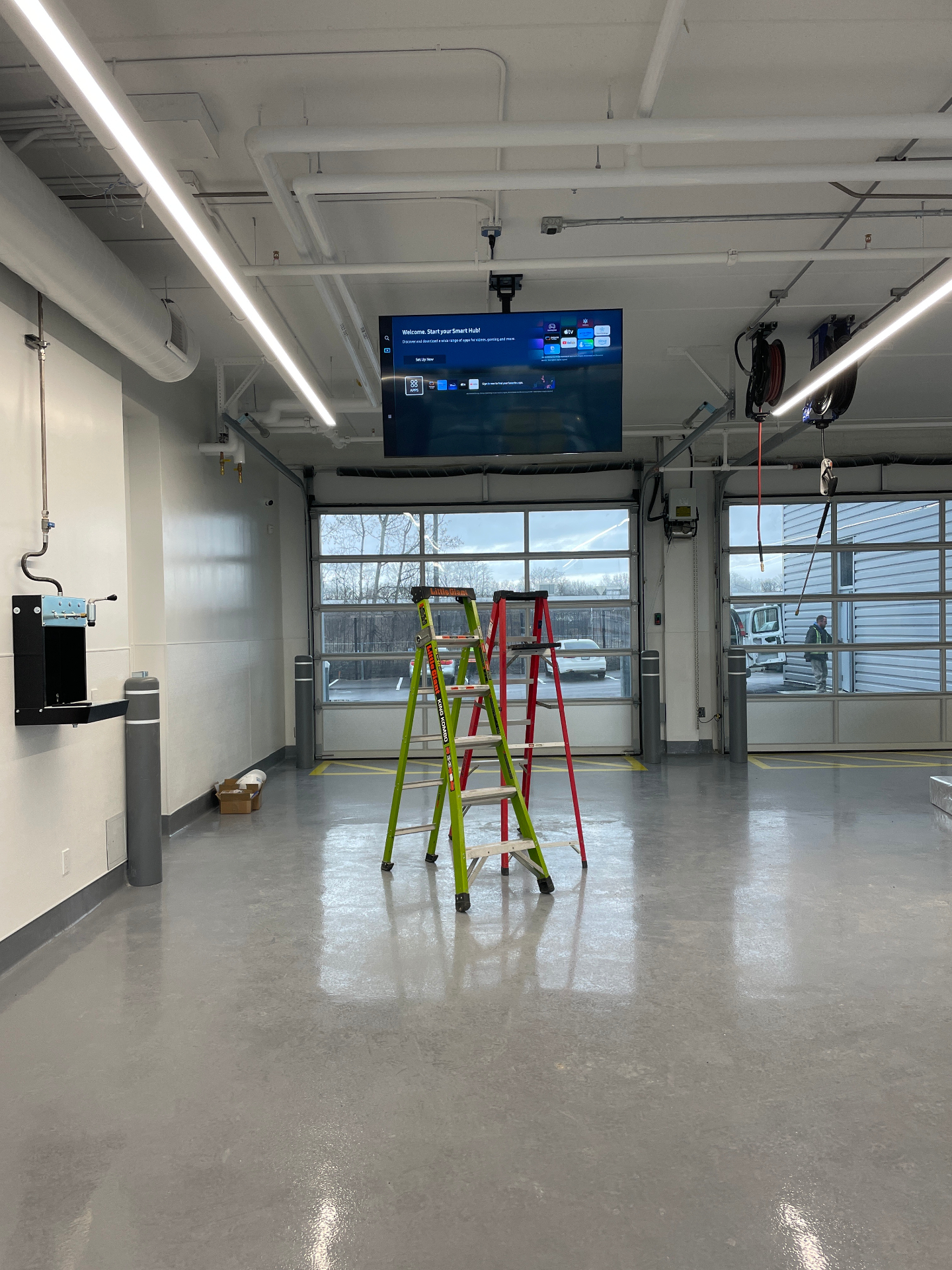 Service bay commercial display installation